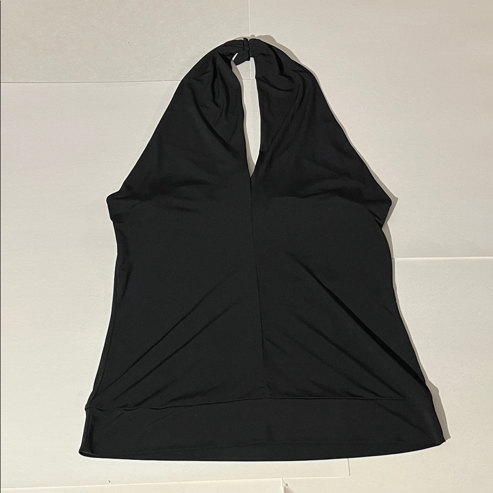 New York & Company Black Halter Tank Top Shelf Bra sz Large NEW! Tunic